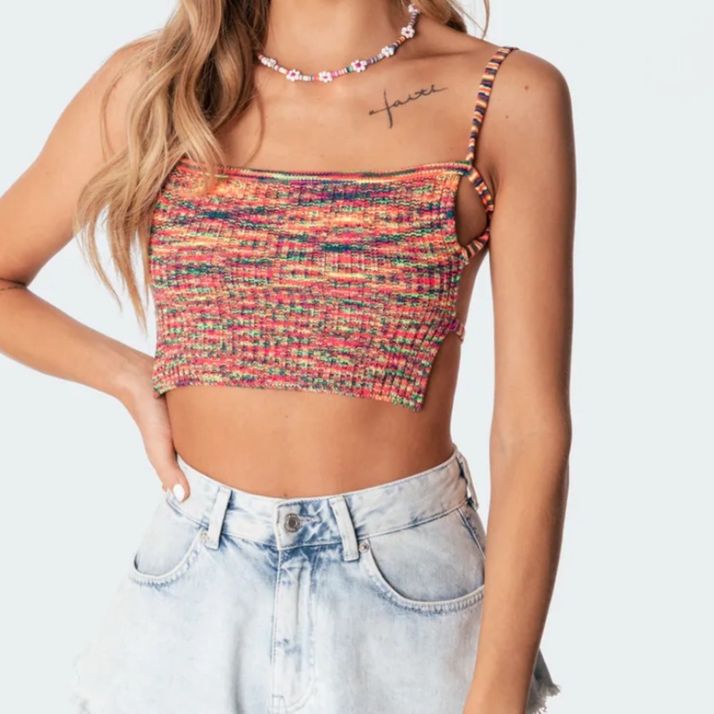 Edikted Selina Knitted Open-Back Tank Top